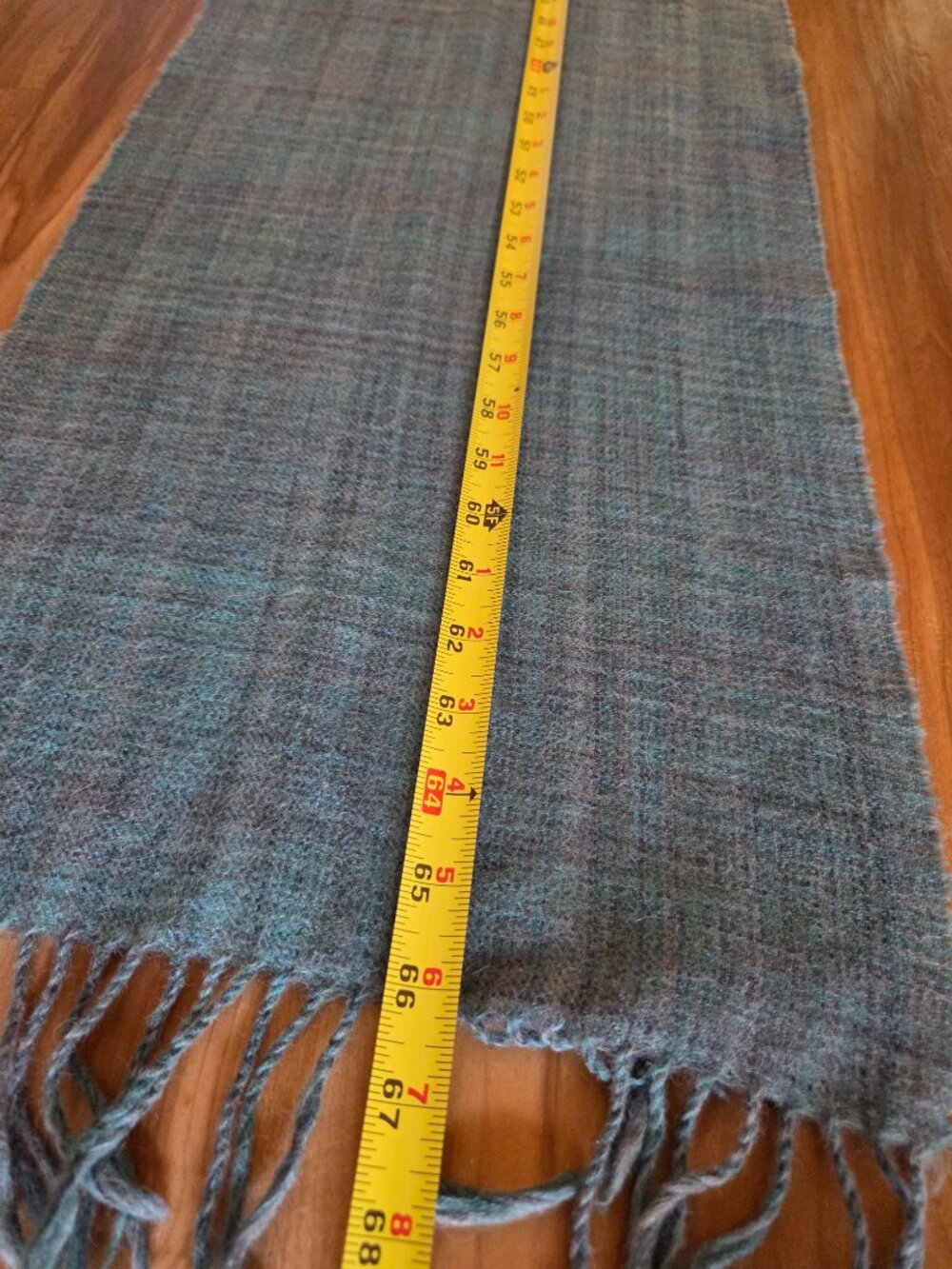 Handmade 100% Alpaca Wool Blue Plaid Scarf - Picture 6 of 8
